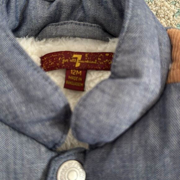 Like New 7 For All Mankind Sherpa lined Blue and Brown coat - Picture 3 of 6